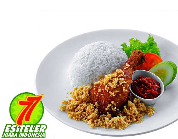 Es Teler 77 Ayam Goreng Kremes + Nasi