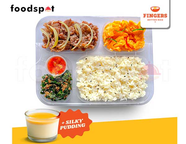 Fingers Box Beef (Butter Rice) Silky Pudding