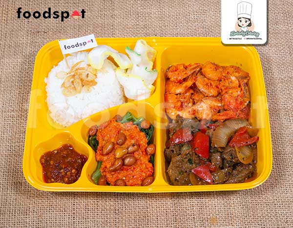 Nasi Sapi Lada Hitam dan Udang Balado dari Kimberly Catering - foodspot